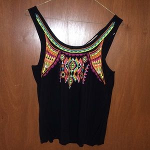 Black Tribal Print Tank Top
